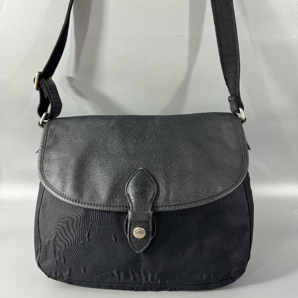 Vintage Longchamp Black Nylon + Leather Shoulder Bag - Picture 1 of 13
